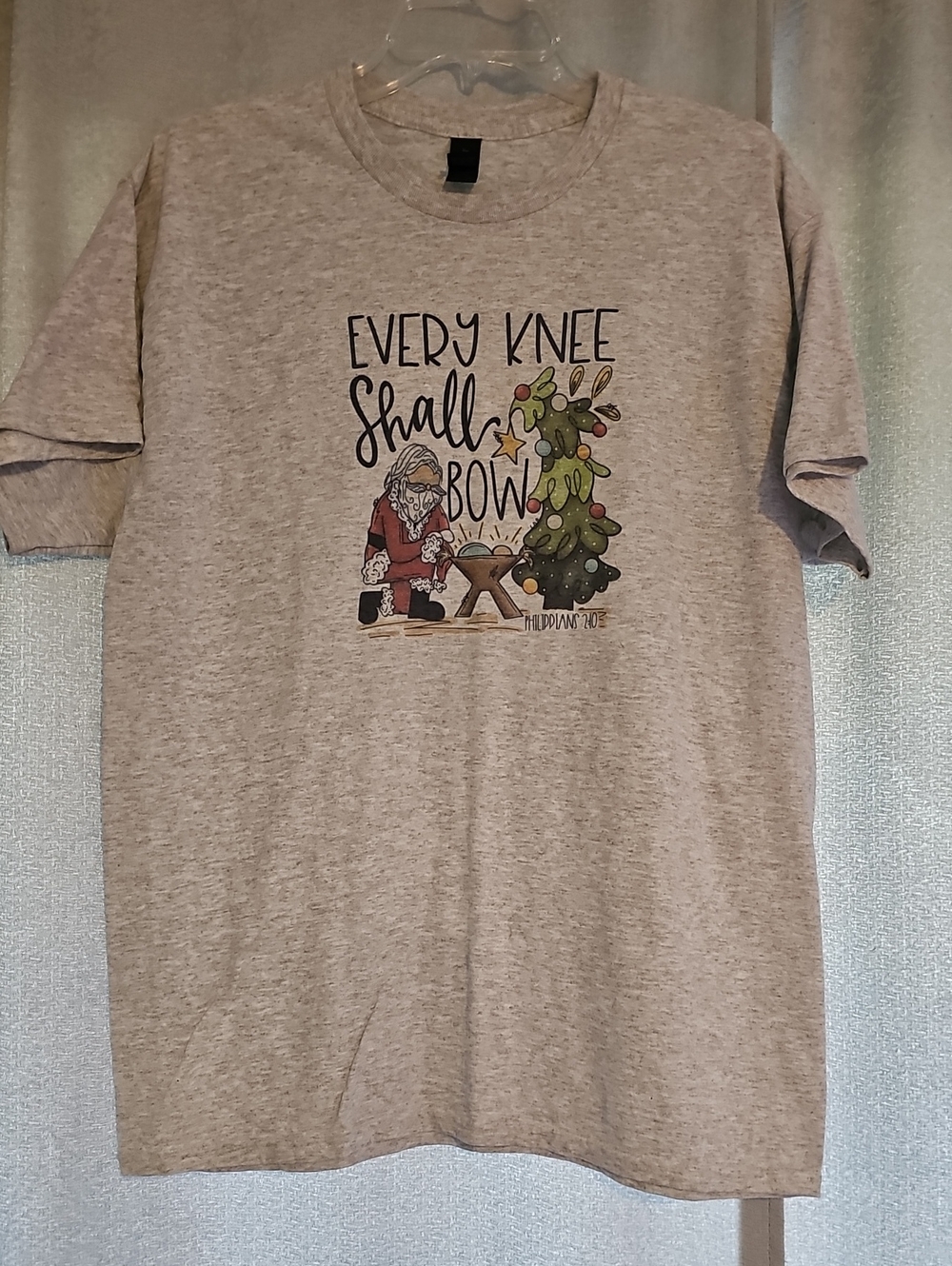 Gildan Heather Grey 'Every Knee Shall Bow' Graphic Tee